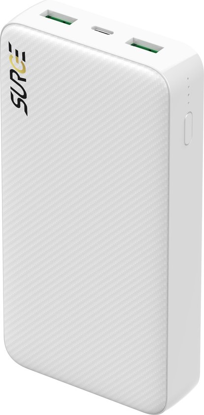 De beste powerbank van 2023 7 Surge Lightning Fast Powerbank 20.000mAh - Snellader met 22.5W Quick Charge 4.0 voor iPhone, Samsung en Andere Smartphones – 2x USB - USB-C aansluiting