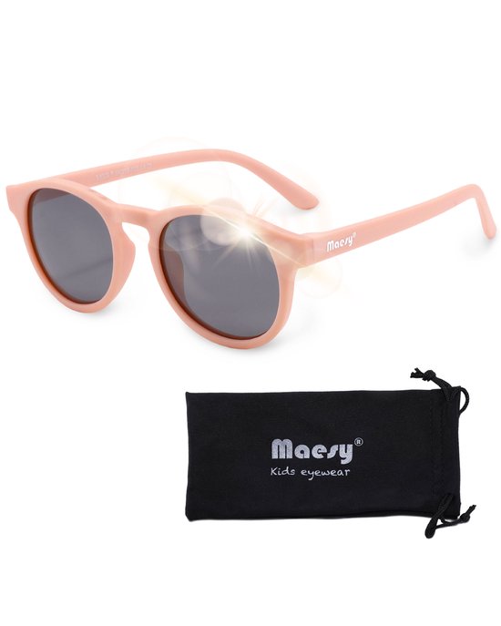 Maesy - lunettes de soleil pour enfants Faela - 3-6 ans - flexible pliable - protection UV400 polarisée - tout-petits et enfants d'âge préscolaire - lunettes de soleil pour enfants garçons et filles rondes - rose clair