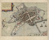 Mooie historische plattegrond, kaart van de stad Zaltbommel, door L. Guicciardini in 1612