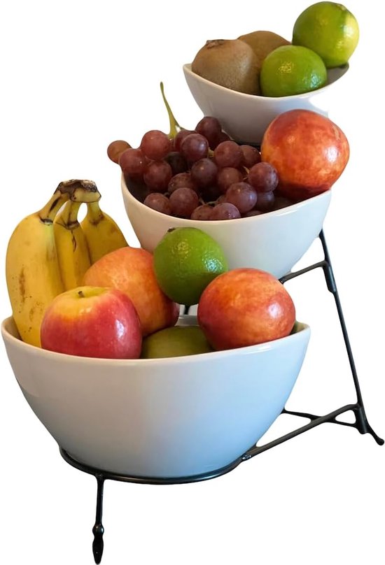 Fruittaartstandaard 3 niveaus - robuust en stabiel - hoogwaardige fruitschaal - fruittaartstandaard voor meer ruimte in de keuken - decoratieve keuken - fruittaartstandaard - creatieve decoratie - voor fruit, gebak, snoep