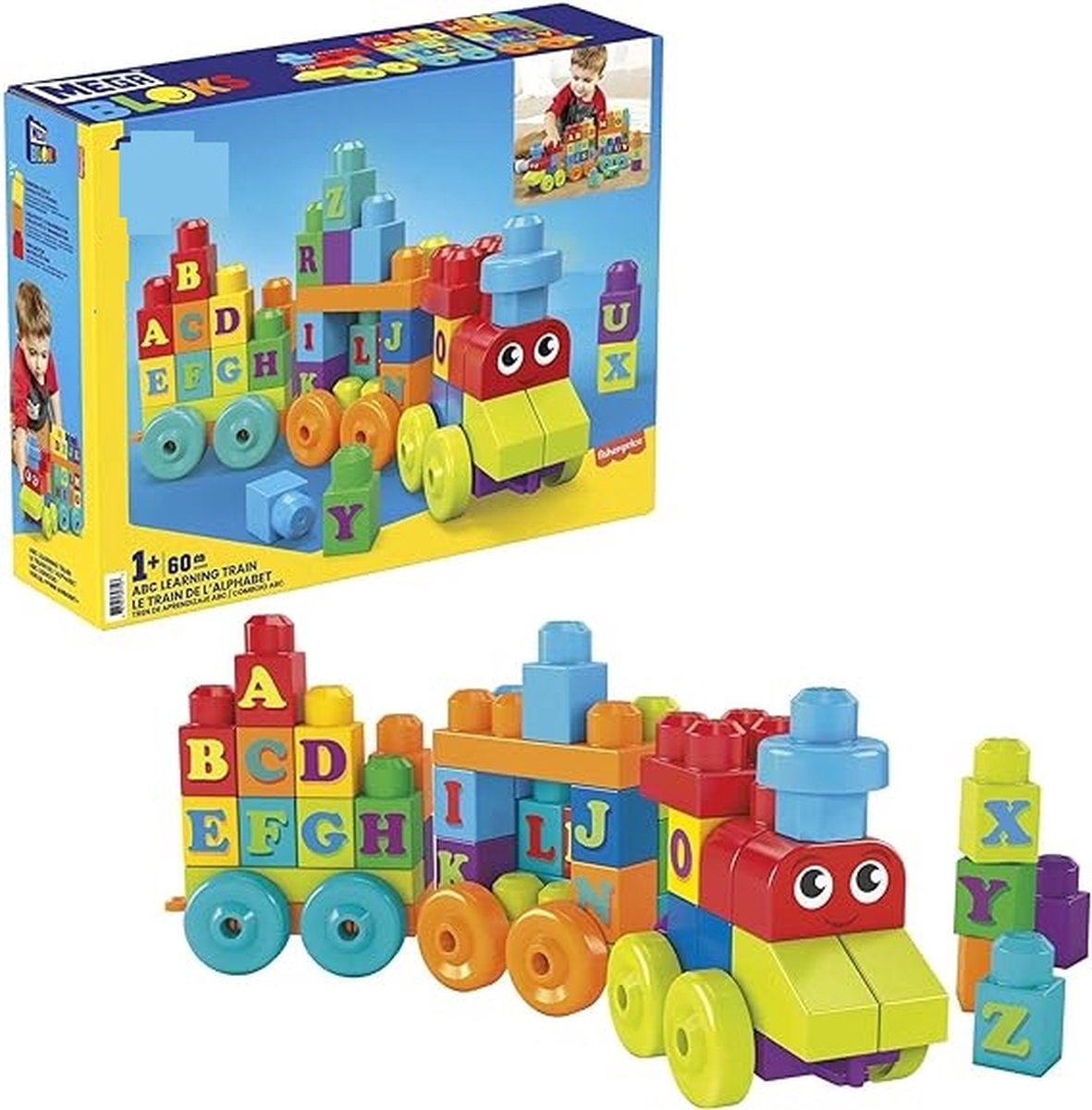 Berkatmarkt - Fisher Price Building Toy Abc Blocks, Abc Learning Train Learning Toy For Toddlers 1-3