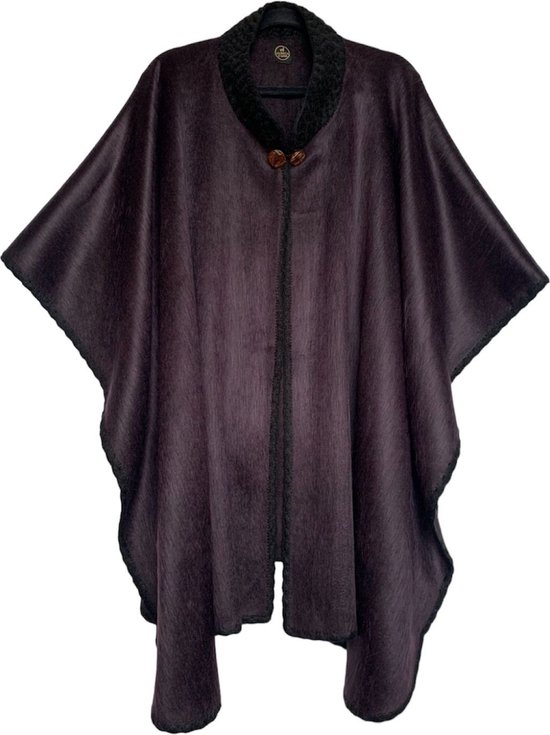 Alpaca D'Luxe Poncho - Donkerpaars - Poncho van alpacawol - Zacht en van Kwaliteit - Handgemaakte poncho - Luxe cadeau - Dames - Heren - Poncho - Paars - Violet - Warm - Comfortabel - Cadeau - Gift - Noël - Sintcadeaus - Kerstpakket - Kerstcadeau