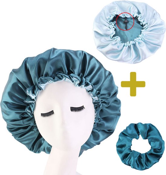 Foto: Satijnen bonnet scrunchie satijnen slaapmuts bonnet voor krullen haar bonnet hair bonnet satin bonnet afro unisex groen green