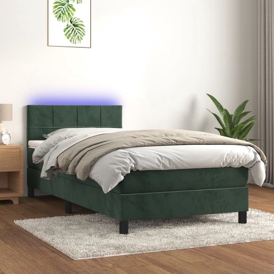 The Living Store Bed - Serene s - Boxspring - 203x100x78/88 cm - Donkergroen