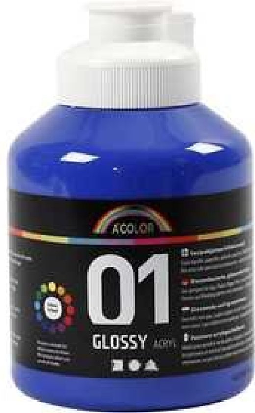 Foto: Acrylverf blauwe verf acrylaatverf acrylic paint schoolverf knutselen en verven sneldrogend glossy 500 ml incl crea gift
