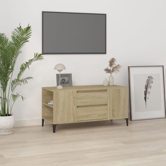 The Living Store TV-meubel Industrieel - Sonoma eiken - 102 x 44.5 x 50 cm