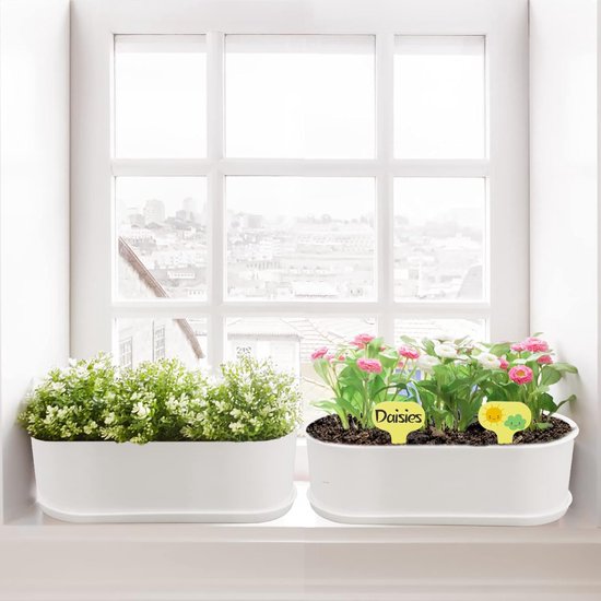 5 x Pot à herbes 22 cm, pot à bonsaï, pot de fleurs en plastique blanc,  jardinière... | bol