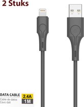 iPhone oplad kabel 1M 2.4A (2 stuks) | IPhone CABLE Lightning naar USB kabel voor Opladen en data | 1 Meter Lightning cable - Oplaadkabel geschicht voor iPhone 8 / X / 12 / 13 (2 Stuks)