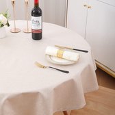 Nappe aspect lin, lavable, effet lotus, linge de table, hydrofuge, protection contre les taches, ronde, 140 cm, beige