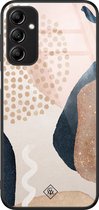 Casimoda® hoesje - Geschikt voor Samsung Galaxy A14 5G - Abstract Dots - Luxe Hard Case Zwart - Backcover telefoonhoesje - Bruin/beige