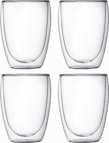 Betrahan Handgeblazen Dubbelwandige Glazen - 350ML Set van 4 - Theeglazen - Koffieglazen - Gratis Glazen Rietjes
