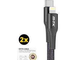 USB-C naar iPhone Kabel TB1235 5A - 1 meter | USB C naar Lightening kabel (2 stuks)
