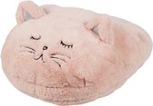 Chausson chauffe-pieds grand chat rose/chat taille unique 30 x 27 cm - Chaussons animaux/chaussons animaux