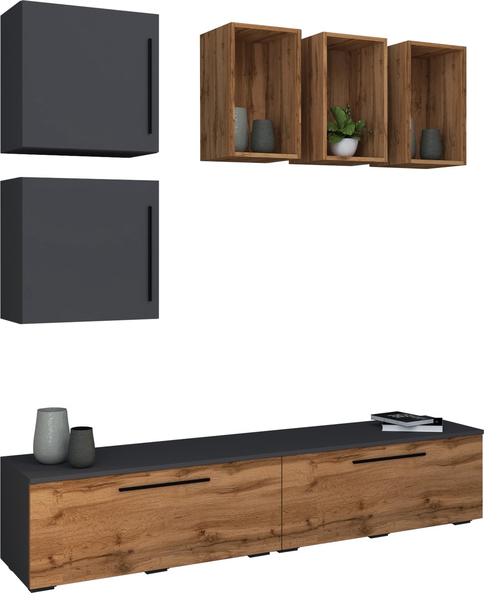 VCM tv-meubel, tv-tafel, slank tv-meubel, tv-tafel, tv-tafel zwart, tv-tafel 43 inch, tv-m