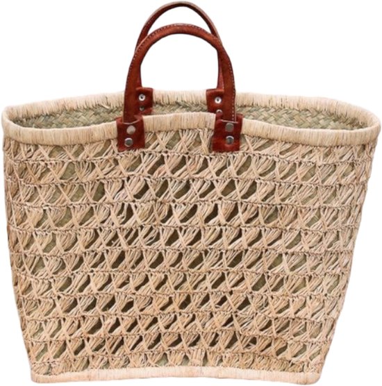 Sac shopping style Ibiza - Sac panier - Panier d'achat - Sac de plage - Sac Fairtrade naturel tressé