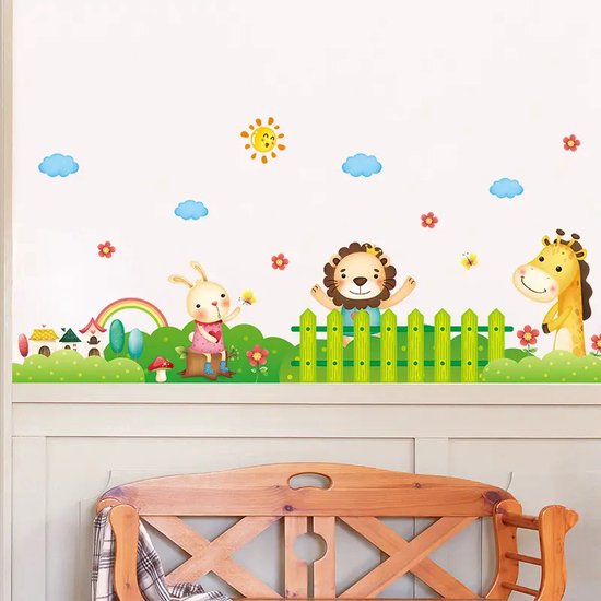 Muursticker-Muurdecoratie-Wanddecoratie-Babykamer-Kinderkamer-Slaapkamer-Dieren-Giraffe-Leeuw-Konijn-50x70cm
