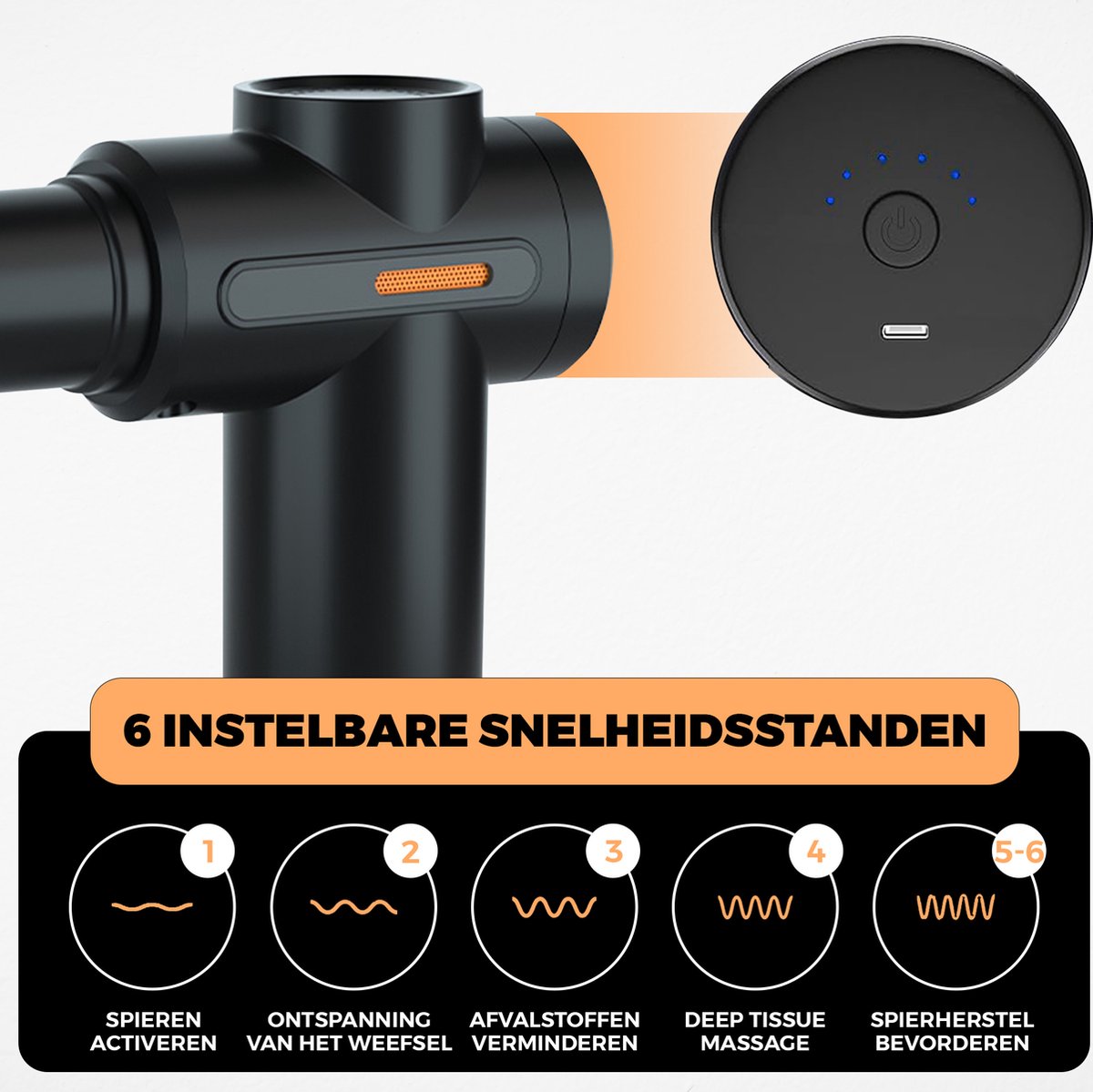 Afbeelding 2 van Palmwood Massage Gun - Mini Massage gun - Massage Apparaat - Massage pistool - incl. 4 opzetstukken - Draadloos