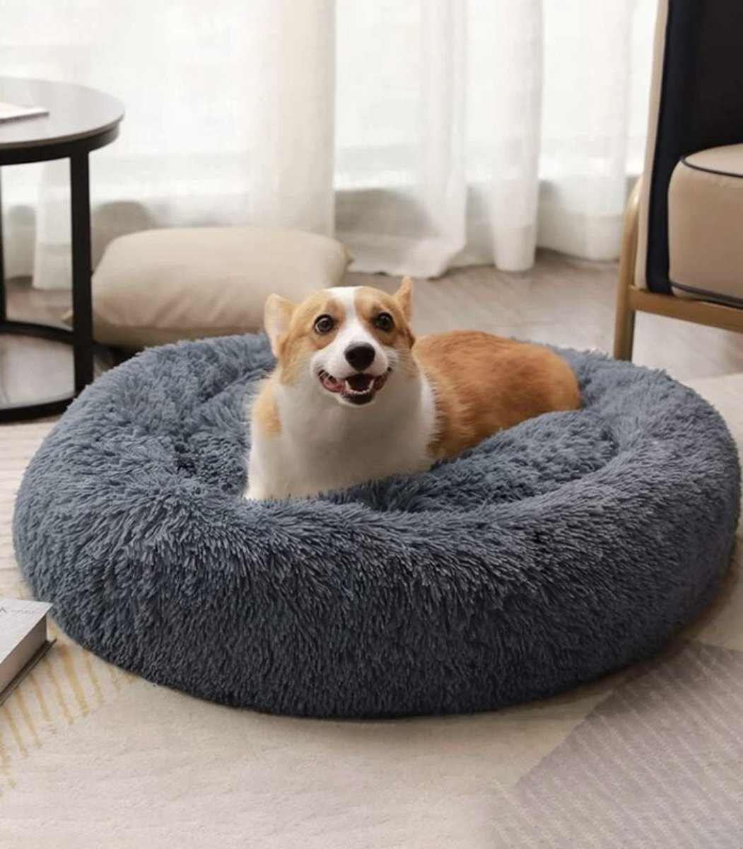 Donut Hondenmand en kattenmand-Zacht Pluche Hondenmanden-bed voor huisdieren-donutmand-hond-kat-pluche-rond