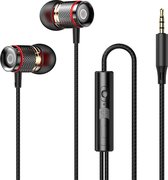 Écouteurs filaires - Écouteurs intra- Ear - Écouteurs avec fil et microphone - Bass Extra - Connexion Jack 3,5 mm - Câble 120 cm - Boîtier en aluminium - Zwart