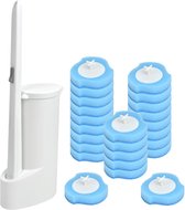 Toiletborstel en houder, spons-borstelkop, navulkop voor toiletpot voor reiniging, wc-borstel, toiletreinigingsgereedschap met 24 stuks wegwerpborstelkop vervanging
