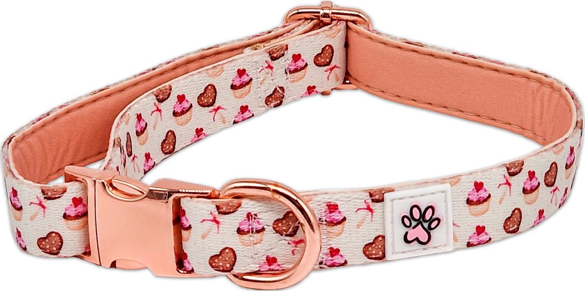 Halsband Hond - Zachte Honden Halsband - Roze - Cupcakes - Koekjes - Hartjes - Classy in the City - Paw My God! - Maat L
