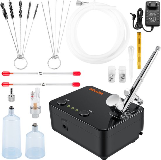Foto: Vevor mini airbrush set compressor dubbelwerkende spuitpistool spuitpistool