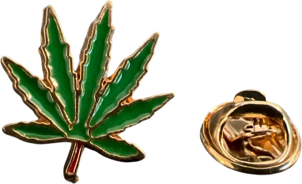 Cannabis Hennep Wiet Weed Marihuana Emaille Pin 2 cm / 2 cm / Groen