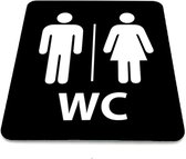 Deurbordje Heren / Dames toilet - Zwart/wit met icoon - 12 x 10 cm - 1,6mm dikte - zelfklevend | Zwart/wit toplaag | Gratis Verzending | Incl. 3M-tape