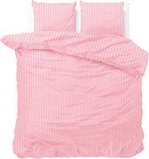 Luxe dekbedovertrek Stripes roze - 140x200/220 (eenpersoons) - zacht en fijne kwaliteit - stijlvolle uitstraling - met handige drukknopen