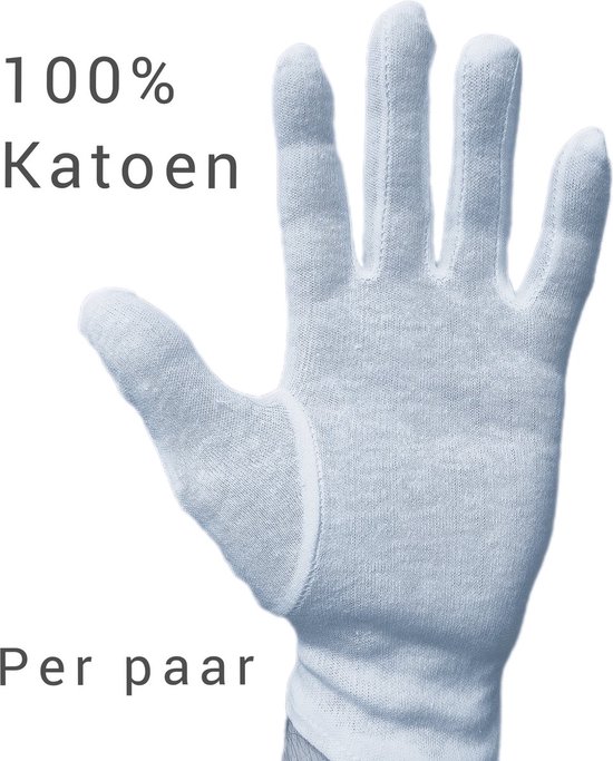 Katoenen handschoenen wit - per paar - Large - voor eczeem / allergie / handcreme - juweliers / munt handschoen