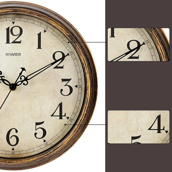 Horloge Murale Vintage Silencieuse 30,5 Cm - Cadran Jaune Pâle, Déco Salon Cuisine Bureau École