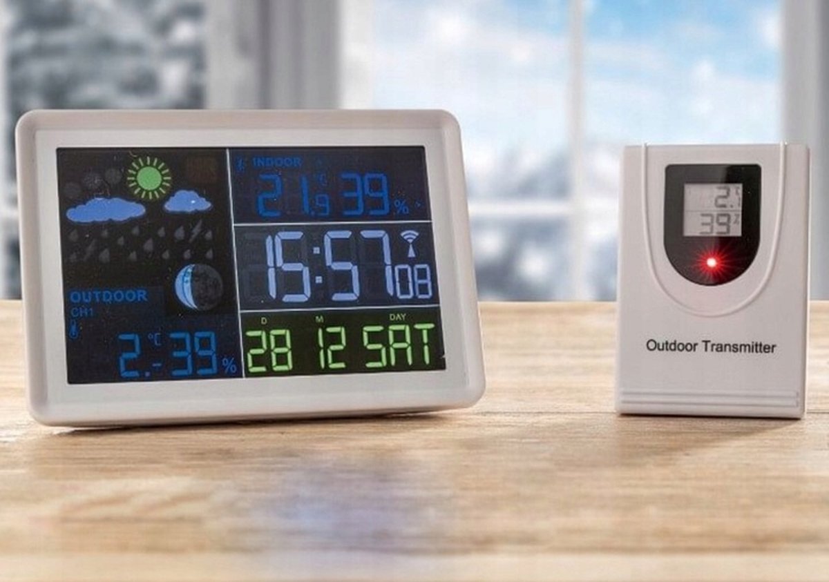 Buienradar BR-600 - Weerstation met draadloze buitensensor en groot du – Alecto Home