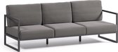 Kave Home - Canapé d'extérieur Comova 3 places gris foncé et aluminium noir 222 cm