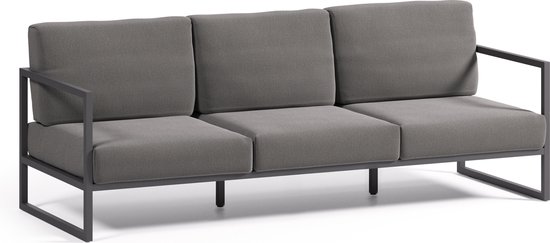 Kave Home - Canapé d'extérieur Comova 3 places gris foncé et aluminium noir  222 cm | bol.com