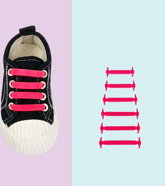 Siliconen elastische Veters – Sport veters - Schoenen Sneakers – Kinderen - Roze