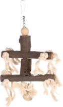 Vogelspeelgoed Kooihanger Hout Met Stekelbal - Bruin - 18 x 18 x 28 cm