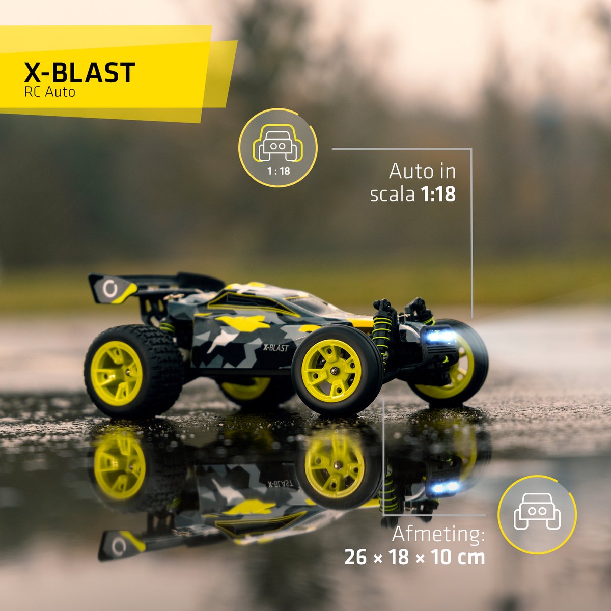 Overmax X-Blast Voiture télécommandée RC Car Vitesse de 45 kmh 4x4