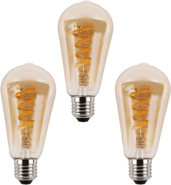 Voordeelset van 3 Zigbee E27 spiraal filament ST64 lampen - Dual White - amberkleurig - slimme bediening met Smart Life App - Smart lamp - Slimme verlichting