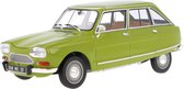 Het 1:18 gegoten model van de Citroen Ami 8 Club uit 1969 in het groen. De fabrikant van het schaalmodel is Norev. Dit model is alleen online verkrijgbaar
