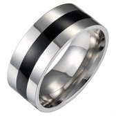 Ring Heren Zilver kleurig - Staal - Black Belt - Ringen - Cadeau voor Man - Mannen Cadeautjes