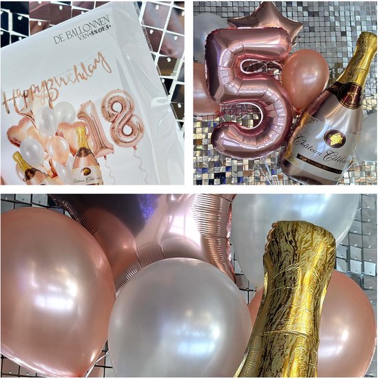 Ballon numéro 29 ans anniversaire 29 – Forfait fête Ballons Snoes Pop The Bottles – Décoration rose White