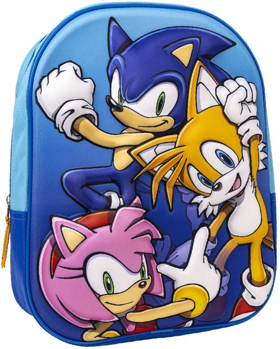 3D-schoolrugzak Sonic 25 x 31 x 9 cm Blauw