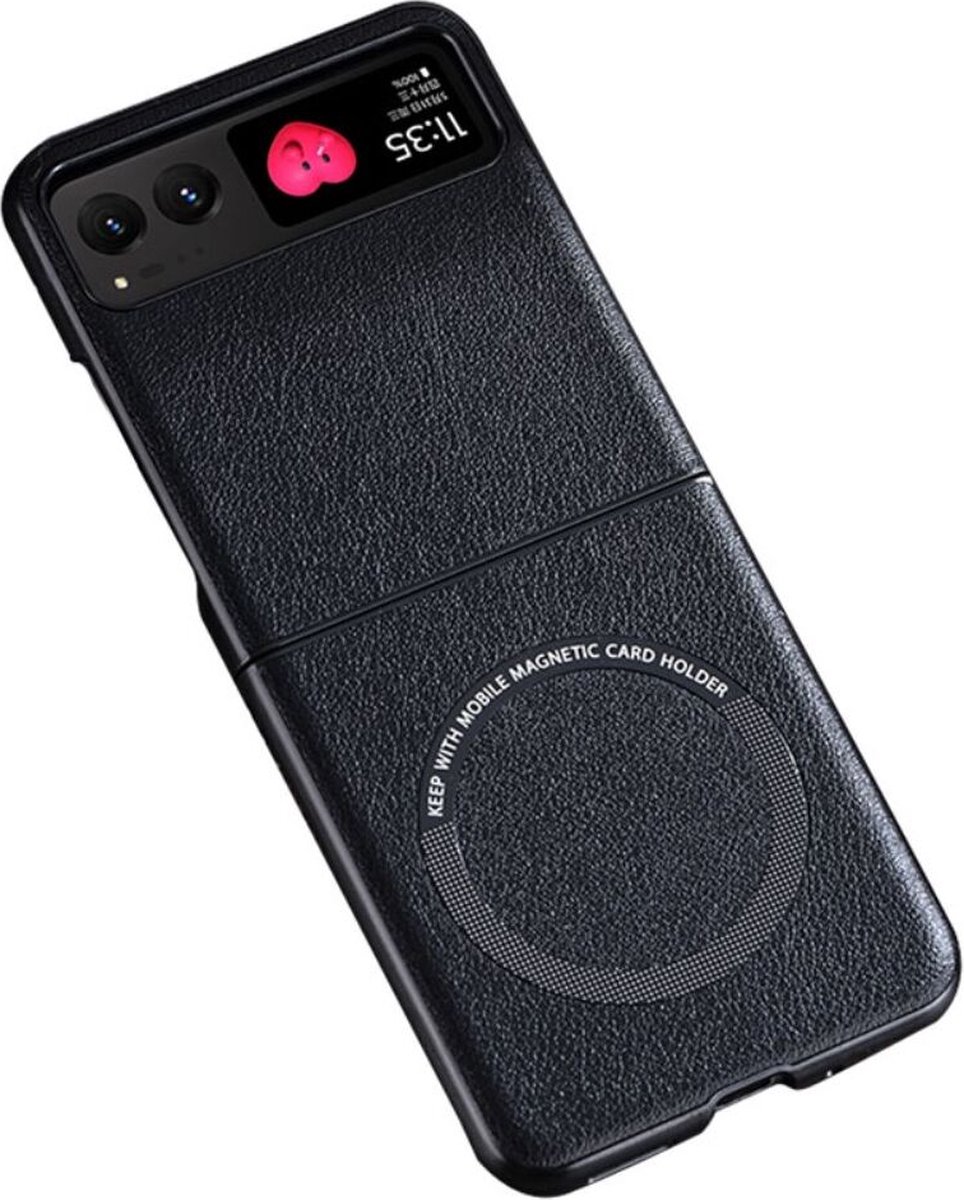 Motorola Razr 40 Hoesje MagSafe Kunstleer Back Cover Zwart