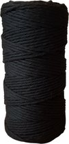 Cafuné Macrame garen - Lux - Zwart-3mm–100 meter-Gerecycled katoen-Touw-Koord-Garen-Uitkambaar - Macrame touw