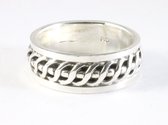 Zware zilveren ring met kruiskabel patroon - maat 23