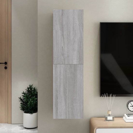 The Living Store TV-wandmeubel - grijs sonoma eiken - 30.5 x 30 x 110 cm - strak en klassiek design