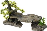 Aqua Della - Aquariumdecoratie - Vissen - Bonsai Steen Met Planten 34x15,5x21cm Grijs - 1st