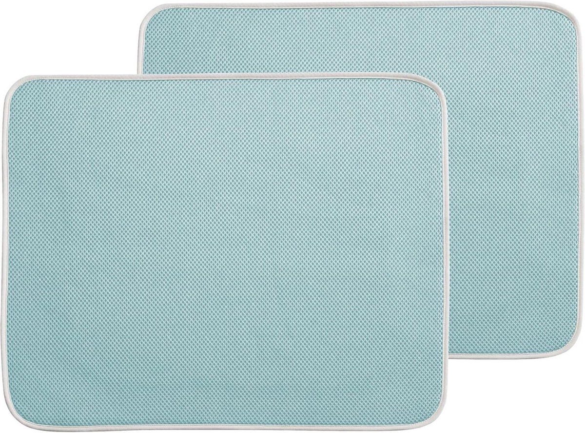 Set van 2 vaatdroogmatten (groot) - gootsteenvoering voor glazen, borden, pannen - sneldrogend en gemakkelijk te onderhouden beschermmat - blauw/ivoor