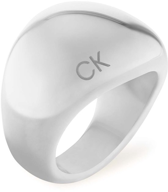Calvin Klein CJ35000443D Dames Ring - Minimalistische ring - Sieraad - Staal - Zilverkleurig - 26 mm breed
