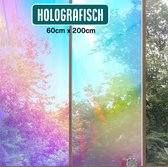 Film de fenêtre holographique HR++ avec effet de bulle de savon statique - Résistant à la chaleur et au soleil | Film adhésif arc-en-ciel autocollant - 60x200
